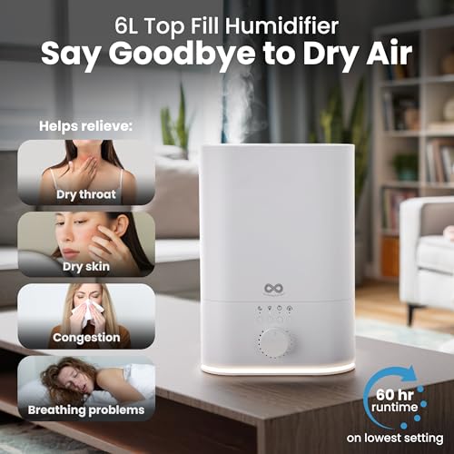 6L Ultrasonic Cool Mist Humidifier for Large Rooms and Bedrooms