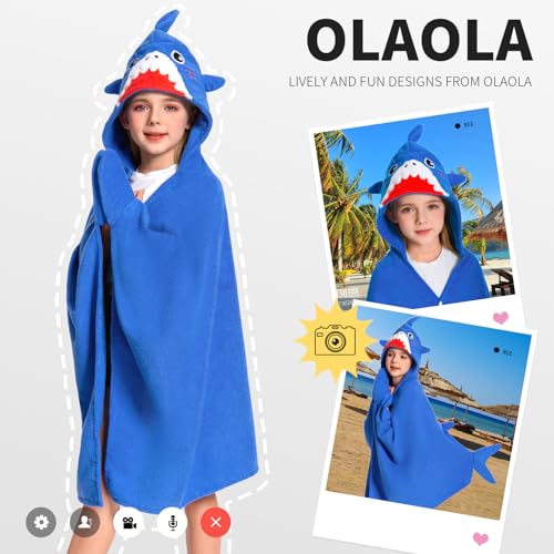 Kids Shark Hooded Towel Wrap - Soft Microfiber Beach & Bath Poncho