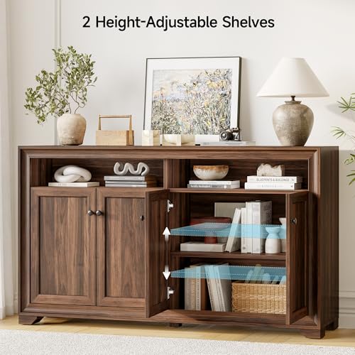 60-Inch Sideboard Buffet Cabinet with 4 Doors and Adjustable Shelving
