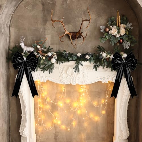 Vickasi Black Velvet Christmas Wreath Bow - Large Holiday Door Decoration