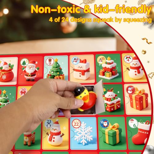 Rubber Duck Advent Calendar - 24 Days Christmas Countdown Bath Toy Set