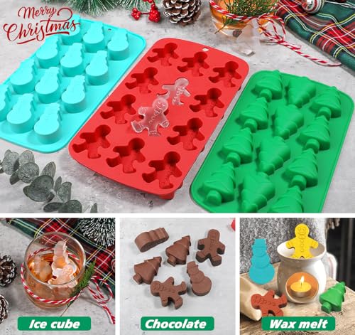 Christmas Silicone Ice Cube Molds - Gingerbread Snowman Christmas Tree Shapes
