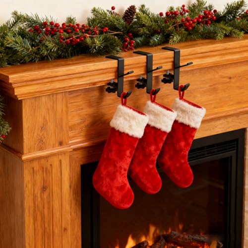 Adjustable Fireplace Stocking & Garland Hanger Hooks for Mantel - 2 Pack