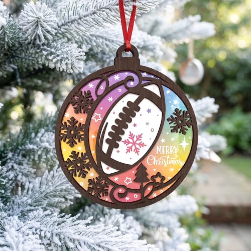 Football Christmas Ornament - 4 Inch Holiday Decor for Football Fans