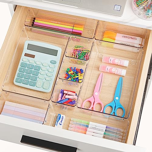 Vtopmart 25-Piece Clear Plastic Drawer Organizer Set - 4-Size Storage Bins for Makeup, Kitchen Utensils and Office