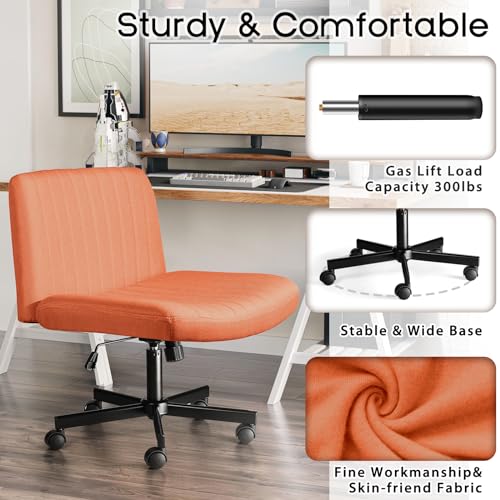 Wide Cross-Legged Office Chair, Adjustable Swivel Desk Chair with Padded Seat