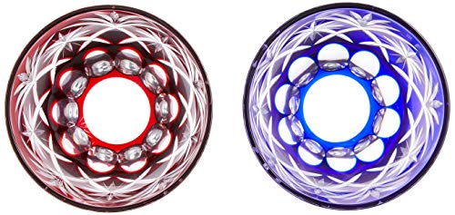 Lapis Red Edo Kiriko Glass Pair - Handcrafted Japanese Star Pattern Guinomi