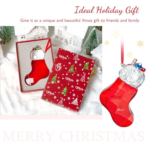 Crystal Christmas Stocking Ornament - 3.9-Inch Glass Tree Decoration