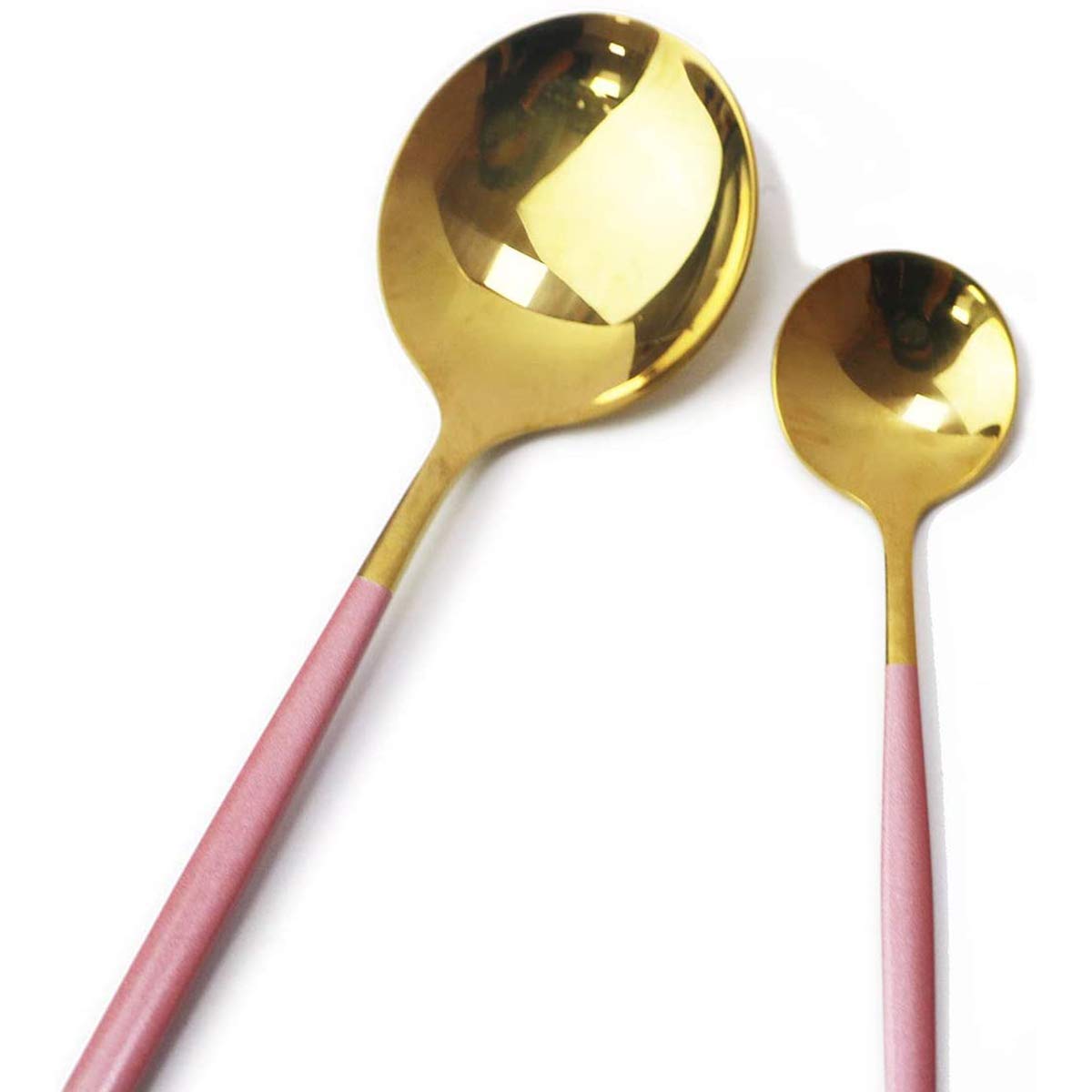 40-Piece Silverware Set 18/10 Stainless Steel Reusable Utensils Forks Spoons Knives Set, Mirror Polished Cutlery Flatware Set, Great for Family Gatherings & Daily Use (Service for 10, Pink Handle)