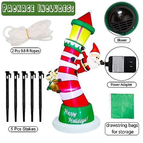 Lulu Home 9FT Christmas Inflatable Lighthouse with Santa & Reindeer - Variation Lighthouse - 9FT Height