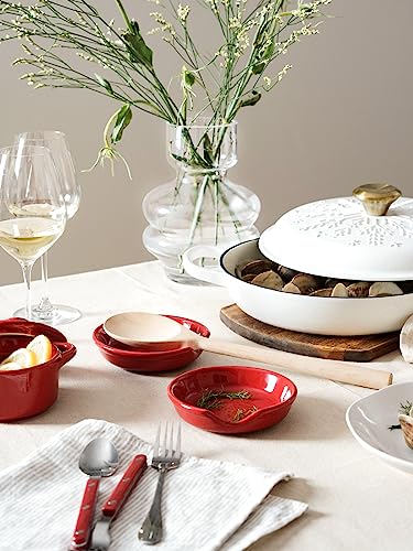 LE TAUCI Christmas Red Ceramic Spoon Rest - Set of 4, 4.8 Inch Holiday Kitchen Decor