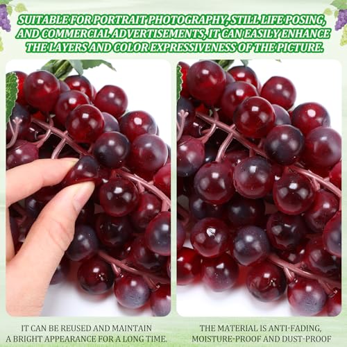 Artificial Grape Set - 24 Lifelike Rubber Grapes with Vines in 6 Colors