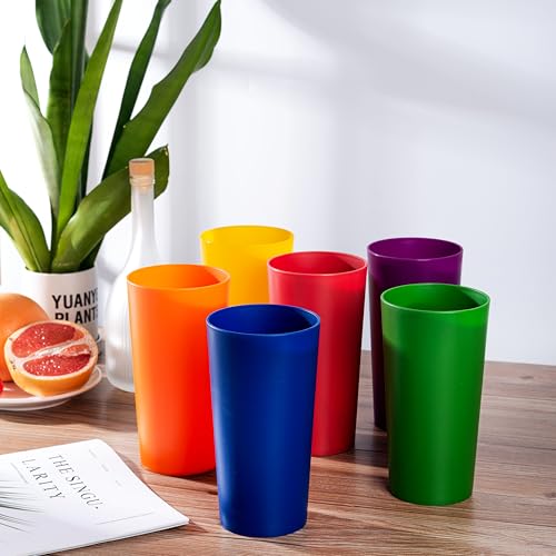 26oz Stackable Plastic Drinking Glasses, Shatter-Resistant Tumblers - Set of 6