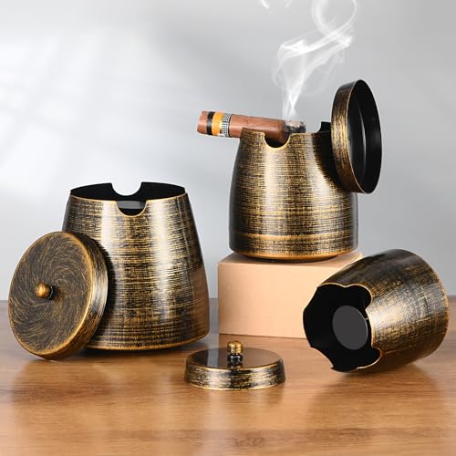 Large Windproof Cigar Ashtray with Lid for Patio and Home Decor