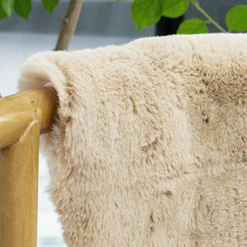 3ft Round Faux Rabbit Fur Area Rug, Soft Washable Shag Rug for Nursery