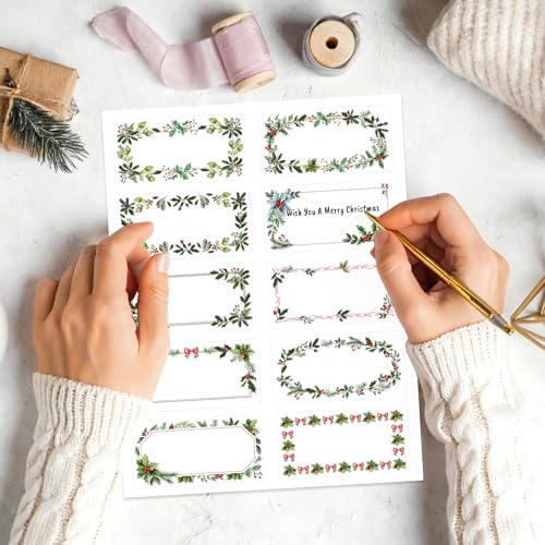 Christmas Address Labels Stickers Printable Mailing Labels - Holly Design, 200 pcs