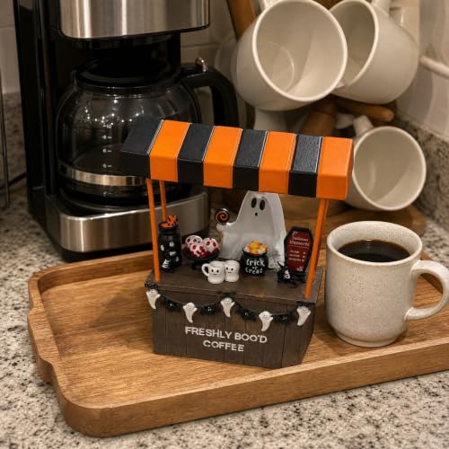 Spooky Ghost Halloween Figurine, Resin Decorative Statue for Coffee Bar