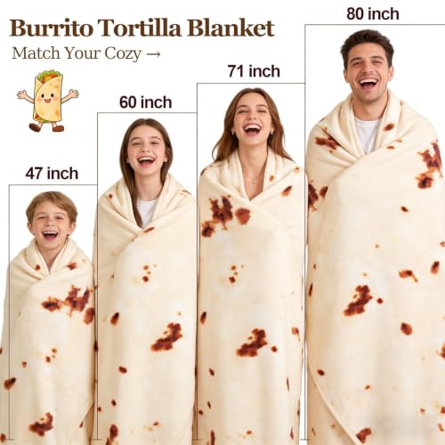 SeaRoomy Burrito Tortilla Blanket - Soft Flannel Round Food Throw