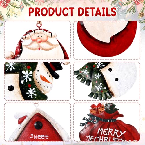 WILLBOND Santa Christmas Tin Ornament - 8 Pack Holiday Decorations