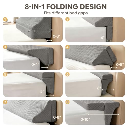 Foldable Bed Wedge Pillow Gap Filler, King Size, Dark Grey