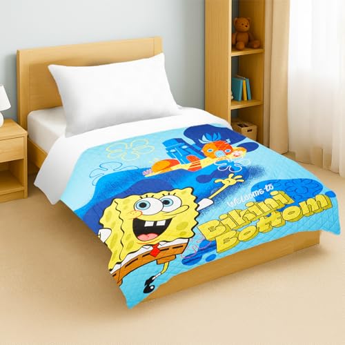 Quilted Bedspread Twin Set for Kids - Bikini Bottom Theme Bedding
