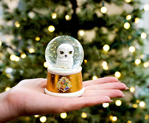 Owl Mini Snow Globe with Swirling Glitter and LED Light Display