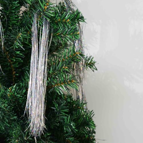 Humyeam 2000-Strand Iridescent Tinsel Icicles - 19.8in, Silver for Christmas Tree, Party & Wedding Decorations (Iridescence)