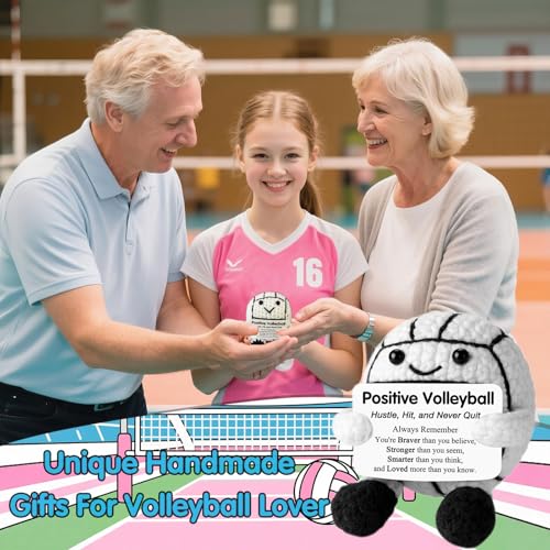 Handmade Crochet Volleyball Plush Toy with Encouragement Message Gift