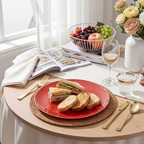 WDF Red Disposable Dinnerware Set for 25 Guests - Plates, Cups, Cutlery, Variant Red/150