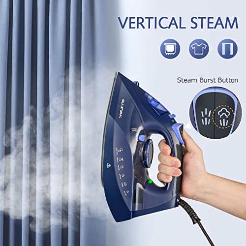 BEAUTURAL 1500W Steam Iron for Clothes with Ceramic Soleplate & Auto-Off