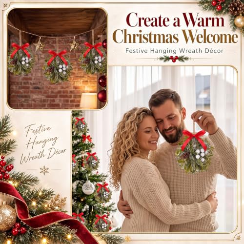 Wettarn 5-Inch Red Christmas Mistletoe Decor Kissing Ball Ornament - Classic Style