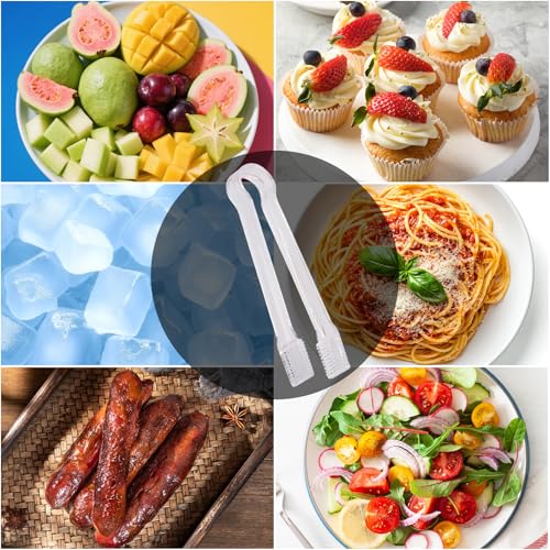 16Pcs Clear Plastic Ice Tongs & Scoops Set for Buffet & Party Use