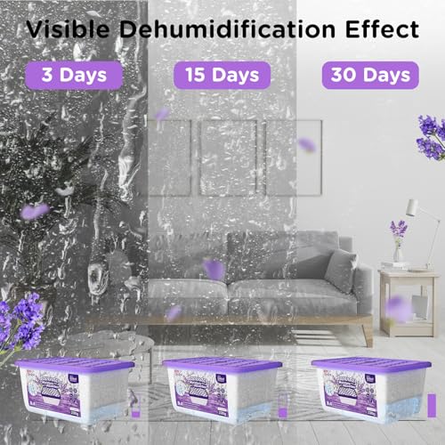 Lavender Scented Moisture Absorber & Dehumidifier 6 Pack for Closet
