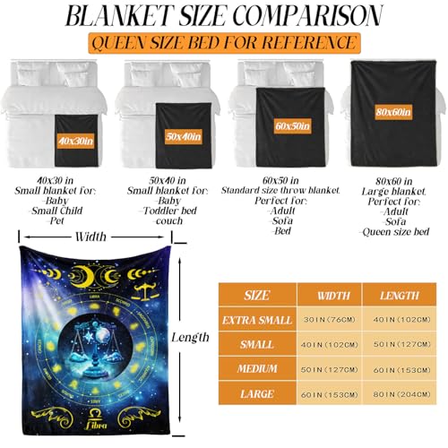 Libra Zodiac Throw Blanket Twin Size 60x80 Inches for Adults Kids Teens Gift