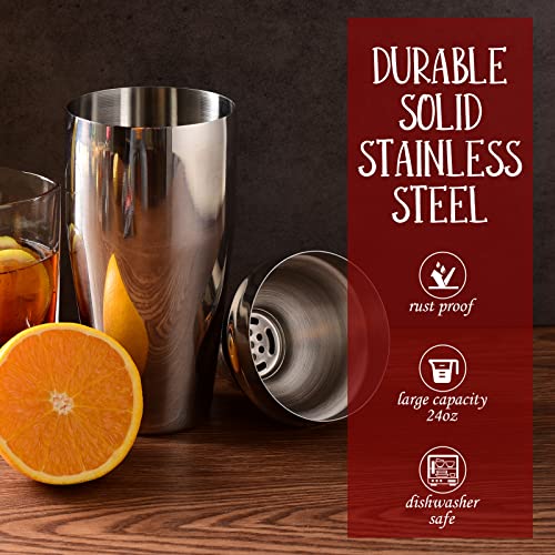 Wukuna Silver Cocktail Shaker Set Bartender Kit with Bamboo Stand, 12-Piece Bar Tools
