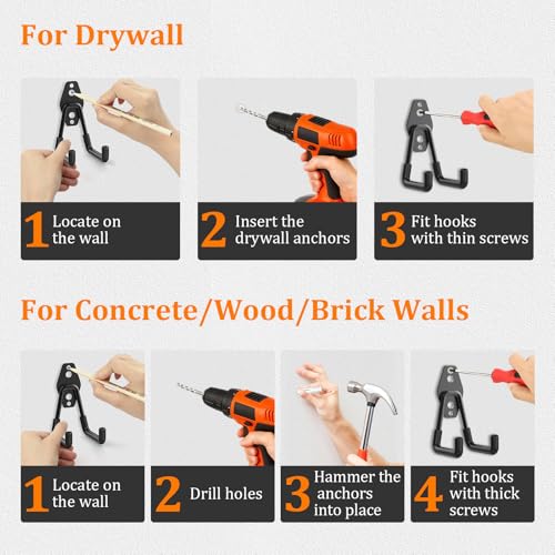 Heavy-Duty Steel Garage Hooks 18-Pack Wall Mount Tool Organizer