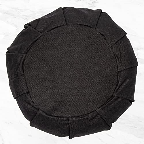 Zafu Yoga Meditation Cushion, Round Cotton Floor Pillow with Buckwheat Filling