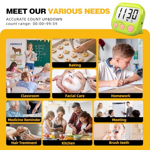 2-Pack Digital Magnetic Classroom Timers with Large Display & Loud Alarm