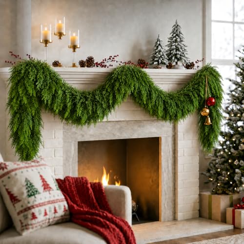 FesNiva 6FT Real Touch Pine Cedar Garland for Christmas Decor - 1 Pack