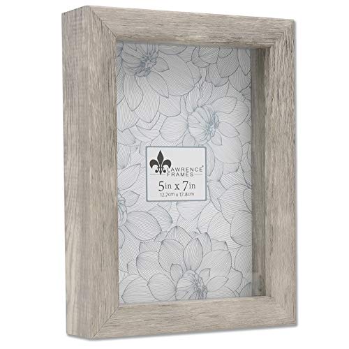 5x7 Shadow Box Frame, Natural Gray Deep Display Case for Keepsakes and Photos