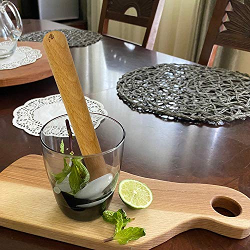 Wooden Cocktail Muddler for Bar & Kitchen - Durable Beechwood Ice Crusher & Herb Masher