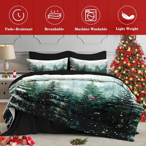 WeCozy King Christmas Tree Comforter Set with Sheets - 7 Pieces Winter Bedding