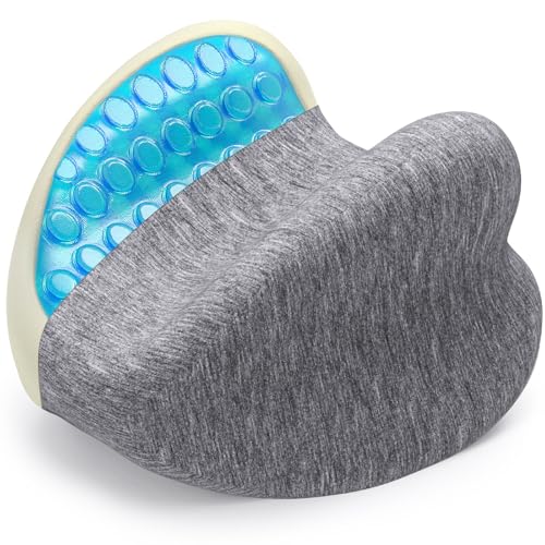 Cooling Gel Memory Foam Knee Pillow for Side Sleepers - Heart-Shaped Leg Cushion for Sciatica Relief
