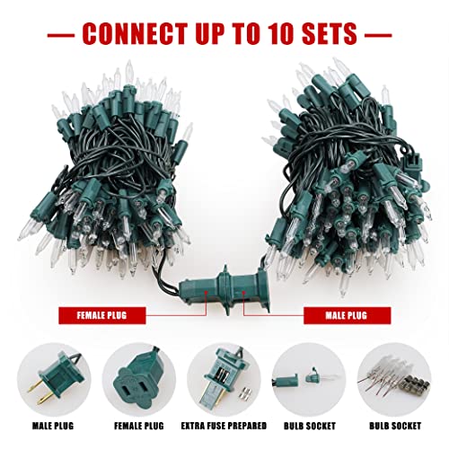 Hopolon 2 Pack Warm White Christmas Lights 13FT Incandescent Mini Lights