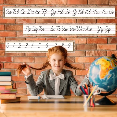 Cursive Alphabet Line Bulletin Board Set for Classroom Wall Decor