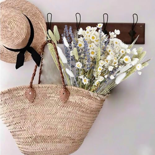17-Inch Natural Dried Flower Bouquet for Farmhouse Table Decor