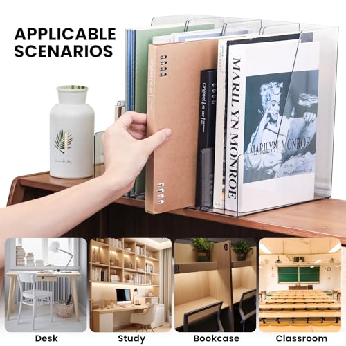 Clear Acrylic Vertical Magazine File Holder - 4-Pack Desk Organizer