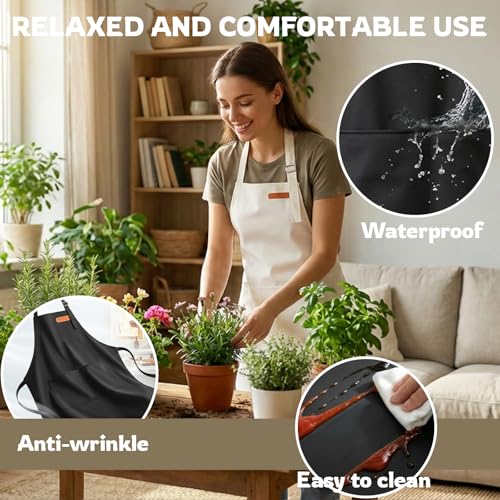 Waterproof Kitchen Apron for Women, Oilproof Silicone Coated Polyester