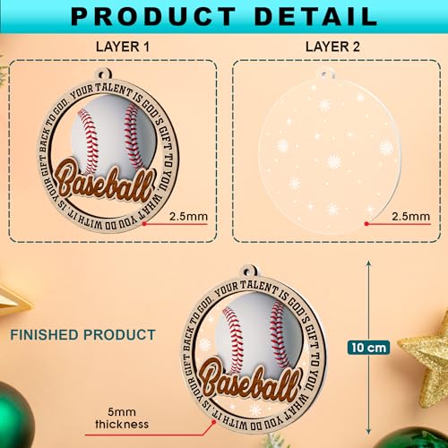 Baseball Christmas Ornament - Wooden Holiday Keepsake for Tree Decor