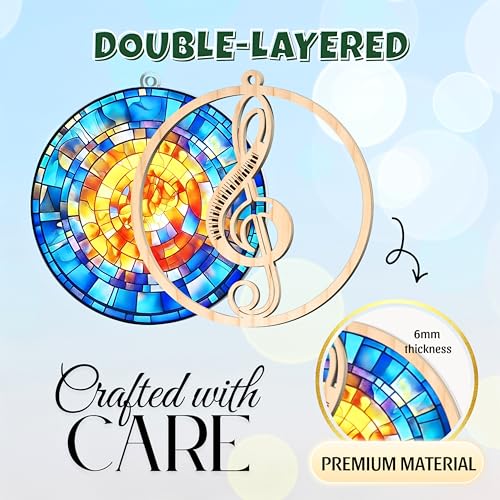 Lemonus Treble Clef Music Ornament for Women – Stained Glass Acrylic Window Decor